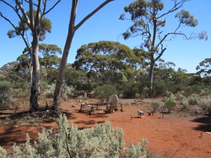 Ora Banda Cemetery - someone has been moved to put artificial flowers on the few identifiable graves.  They look quite bizarre.