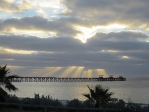 Afternoon sky and the Smoky Bay jetty